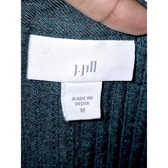 J.Jill Shift Dress Evergreen Oversized Pintuck Detail W/ Pockets Medium - Picture 2 of 6